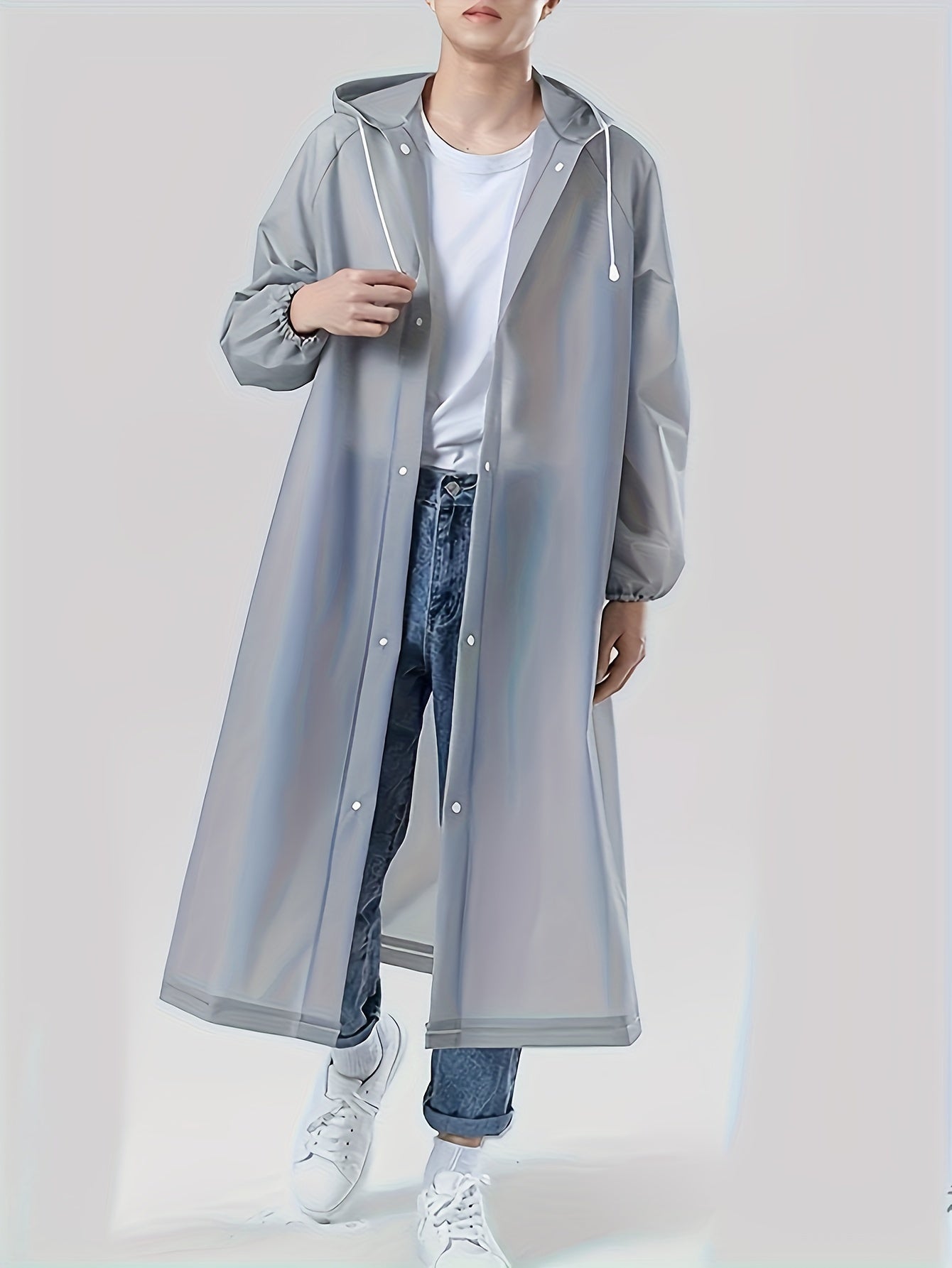 Raincoat Windproof High Quality EVA Thickened Full-Body Adult Rain Jacket with Button