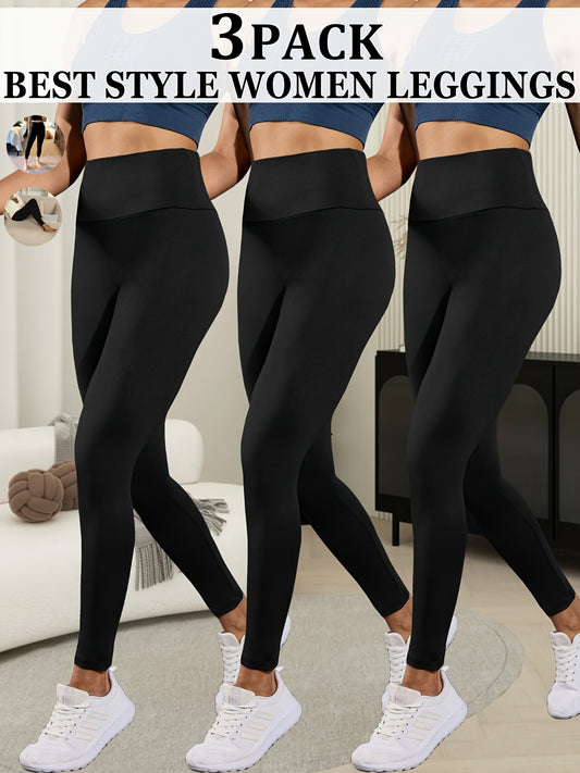 3pcs Ultra-Soft High Waist Yoga Leggings for Women Tummy Control
