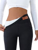Women Solid Plush Lined Thermal Pants High Rise Stretch Slim Fit Tights For Fall & Winter