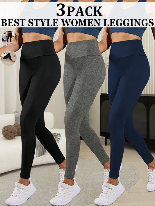 3pcs Ultra-Soft High Waist Yoga Leggings for Women Tummy Control