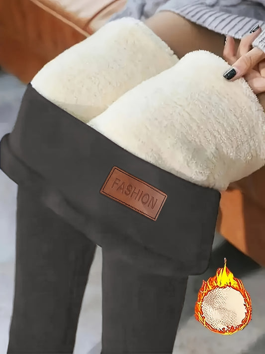 High-Waisted Thermal Leggings Winter Warmth, Stretchy Tights with Fleece Lining