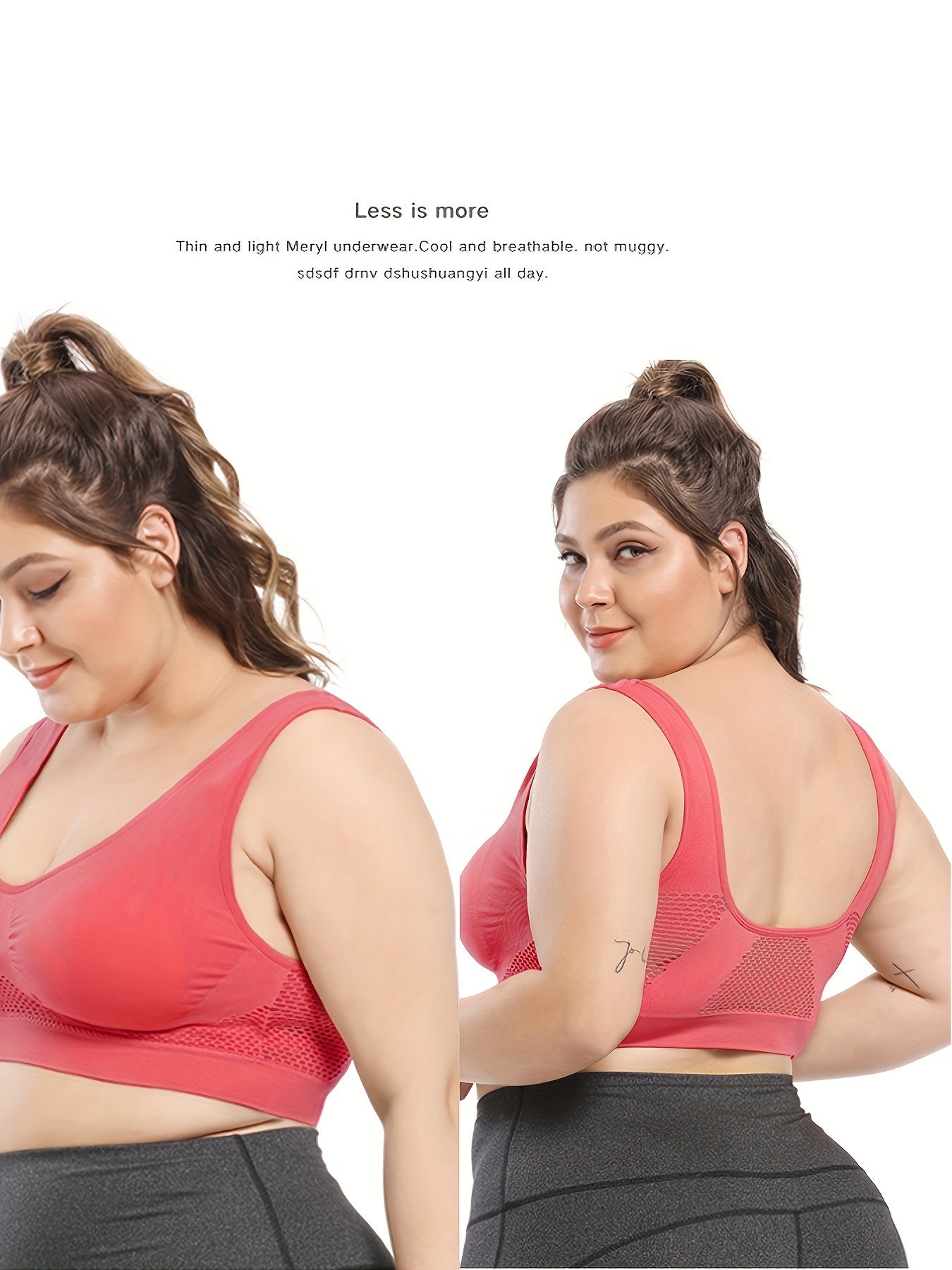 Seamless Plus Size Sports Bra for Women with Removable Pads Breathable Mesh Fabric, Push-Up Fit Vest Style