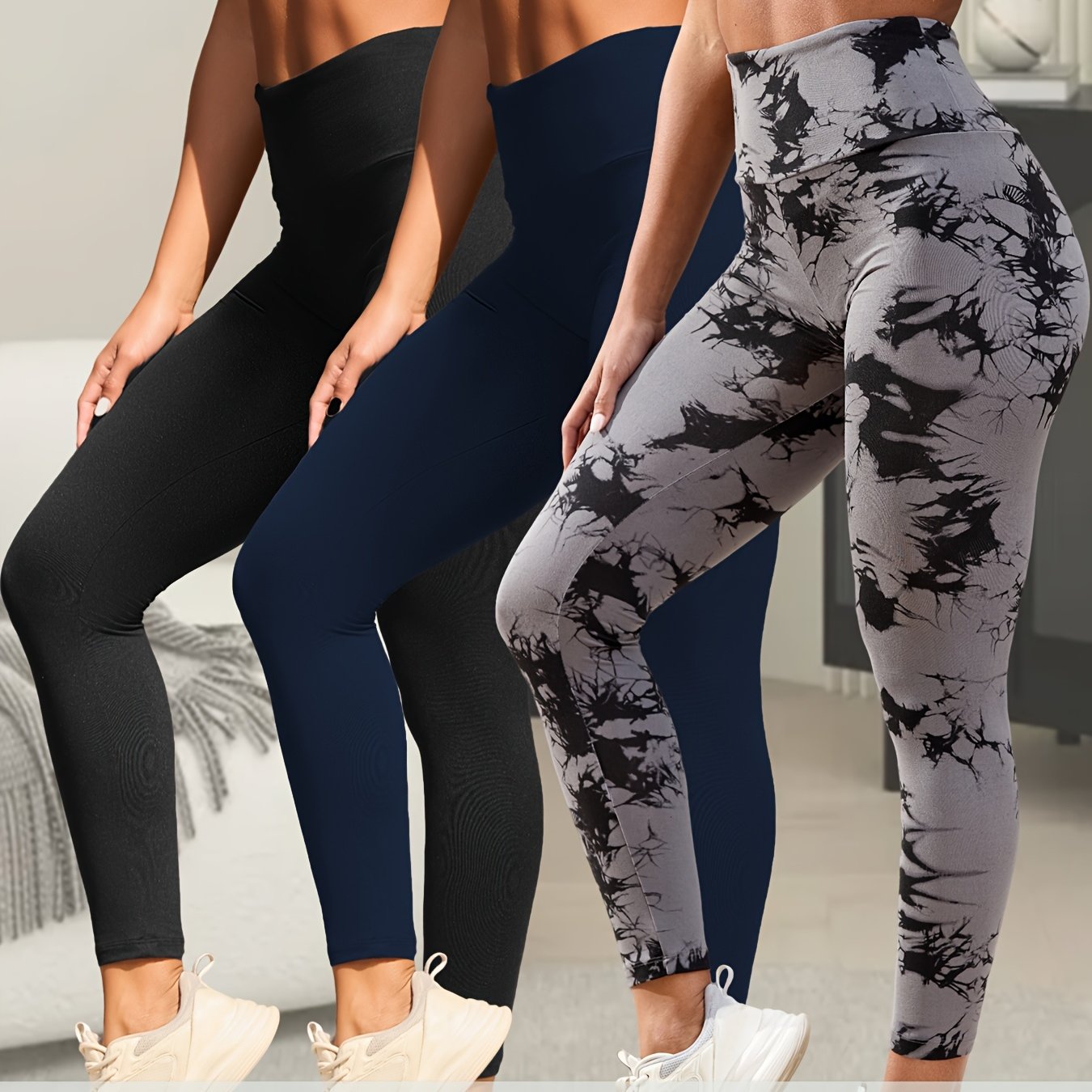3pcs Ultra-Soft High Waist Yoga Leggings for Women Tummy Control