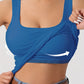 Solid Square Neck Tank Top Ribbed Vest Top With Removable Chest Pad