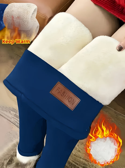 High-Waisted Thermal Leggings Winter Warmth, Stretchy Tights with Fleece Lining