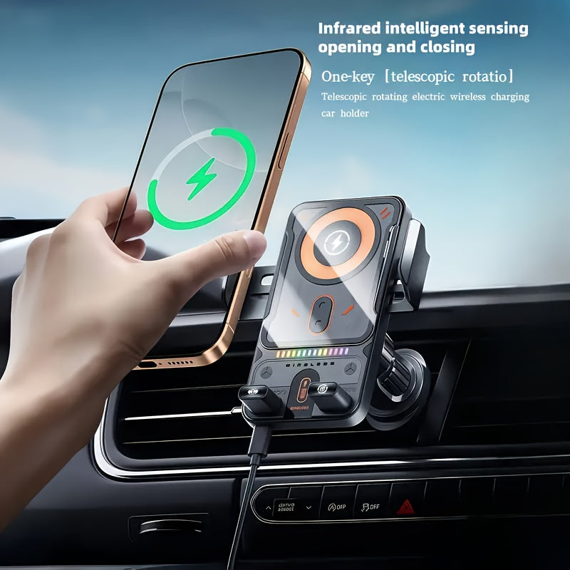 15W Fast Wireless Car Charging Holder Navigation Mobile Phone Holder Intelligent Induction Opening and Closing Automatic