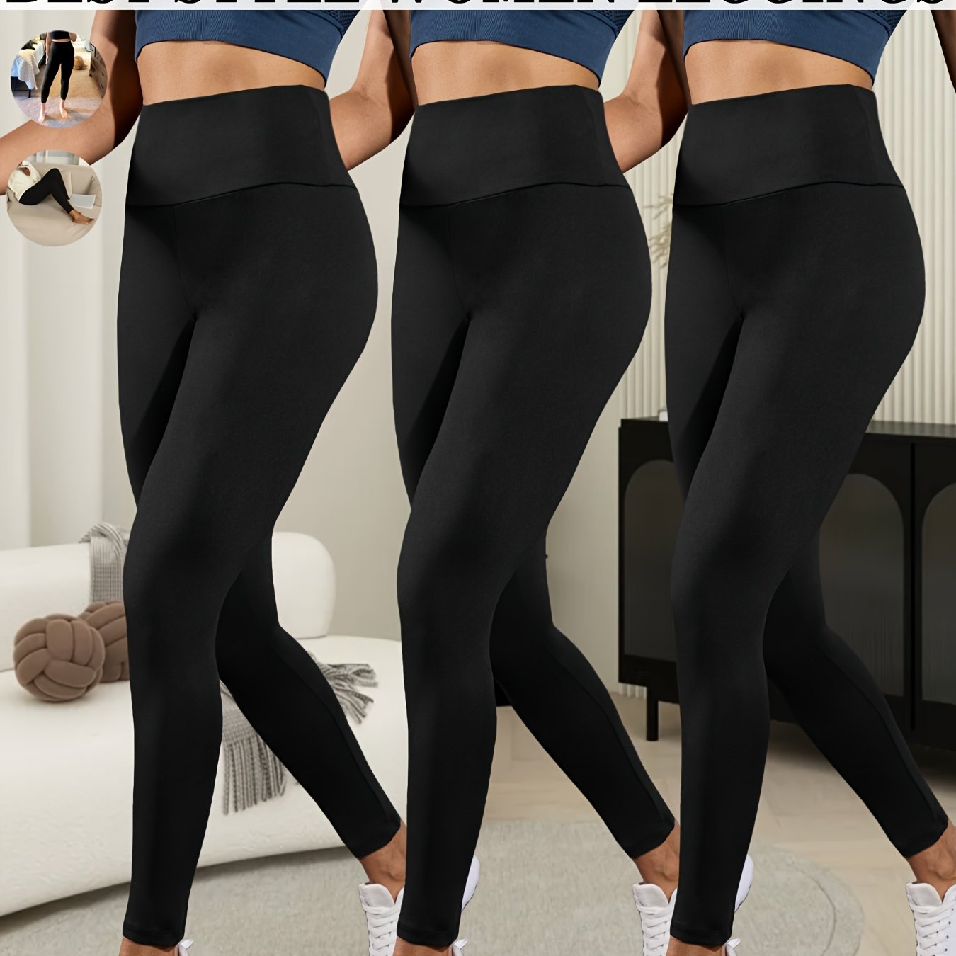 3pcs Ultra-Soft High Waist Yoga Leggings for Women Tummy Control
