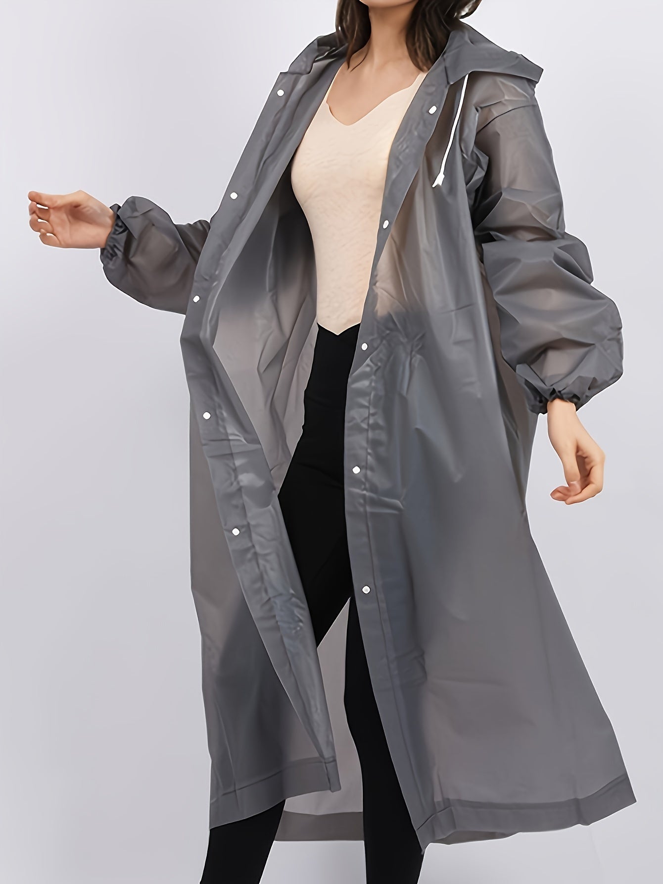 Raincoat Windproof High Quality EVA Thickened Full-Body Adult Rain Jacket with Button