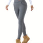 Women Solid Plush Lined Thermal Pants High Rise Stretch Slim Fit Tights For Fall & Winter