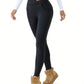 Women Solid Plush Lined Thermal Pants High Rise Stretch Slim Fit Tights For Fall & Winter