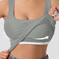 Solid Square Neck Tank Top Ribbed Vest Top With Removable Chest Pad