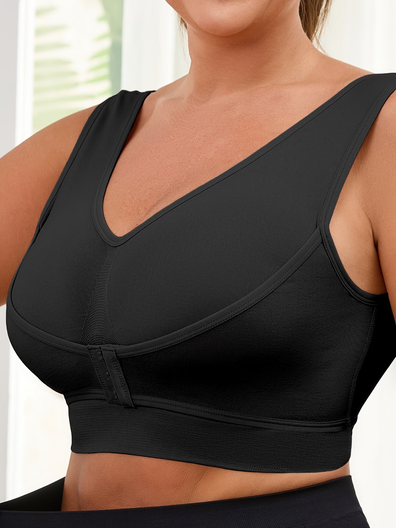 Adjustable Plus Size Front Closure Seamless Wide Strap Push-Up Bra