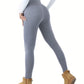 Women Solid Plush Lined Thermal Pants High Rise Stretch Slim Fit Tights For Fall & Winter