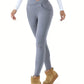 Women Solid Plush Lined Thermal Pants High Rise Stretch Slim Fit Tights For Fall & Winter