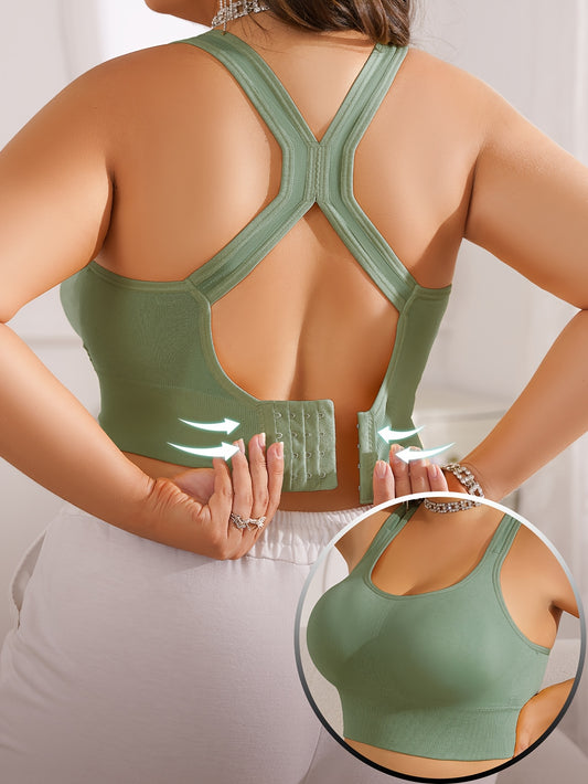 Plus Size Women's s Bra with Removable Pads Breathable Anti-Sagging Wire-Free Design for Yoga Top