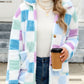 Plaid Print Patched Pockets Teddy Coat, Versatile Long Sleeve Single Breasted Winter Outwear