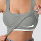 Solid Square Neck Tank Top Ribbed Vest Top With Removable Chest Pad